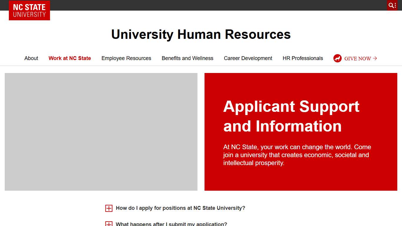 Applicant Support and Information University Human Resources