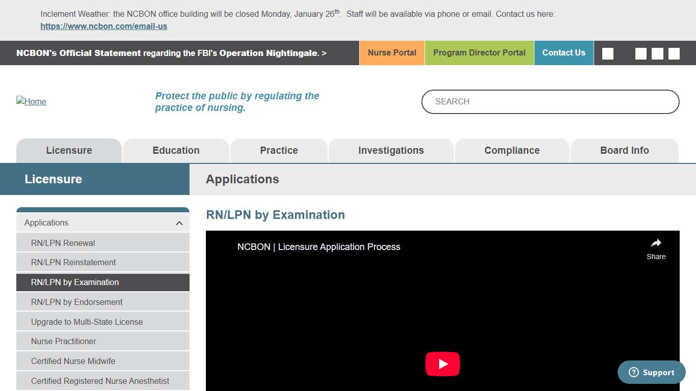RN/LPN by Examination North Carolina Board of Nursing